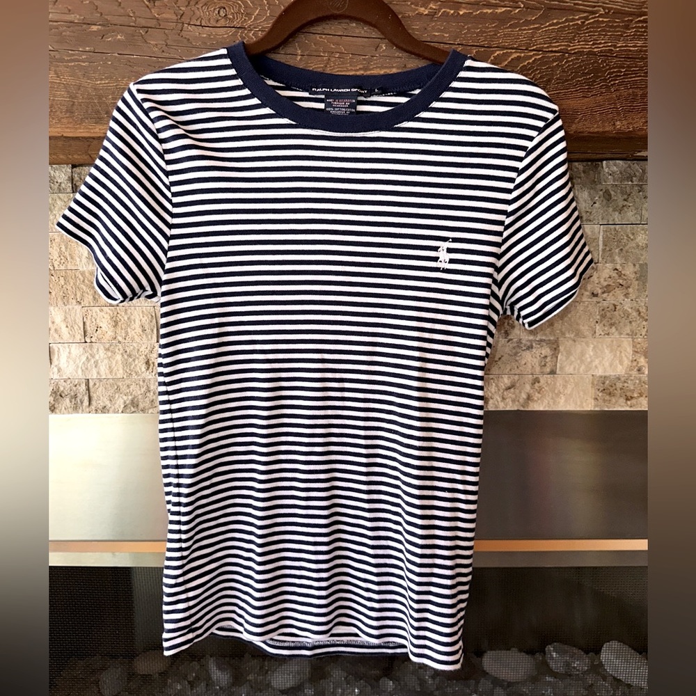 Ralph Lauren Sport Navy & White Stripe Top
